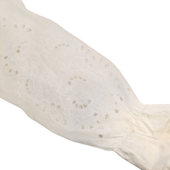 Cynthia Rowley Women's White Peplum Long Sleeve Linen Blend Blouse Size Large - Picture 4 of 6